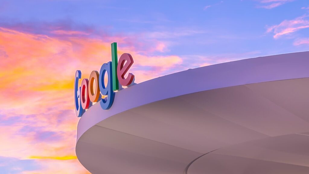 Google logo on top of a building in Las Vegas